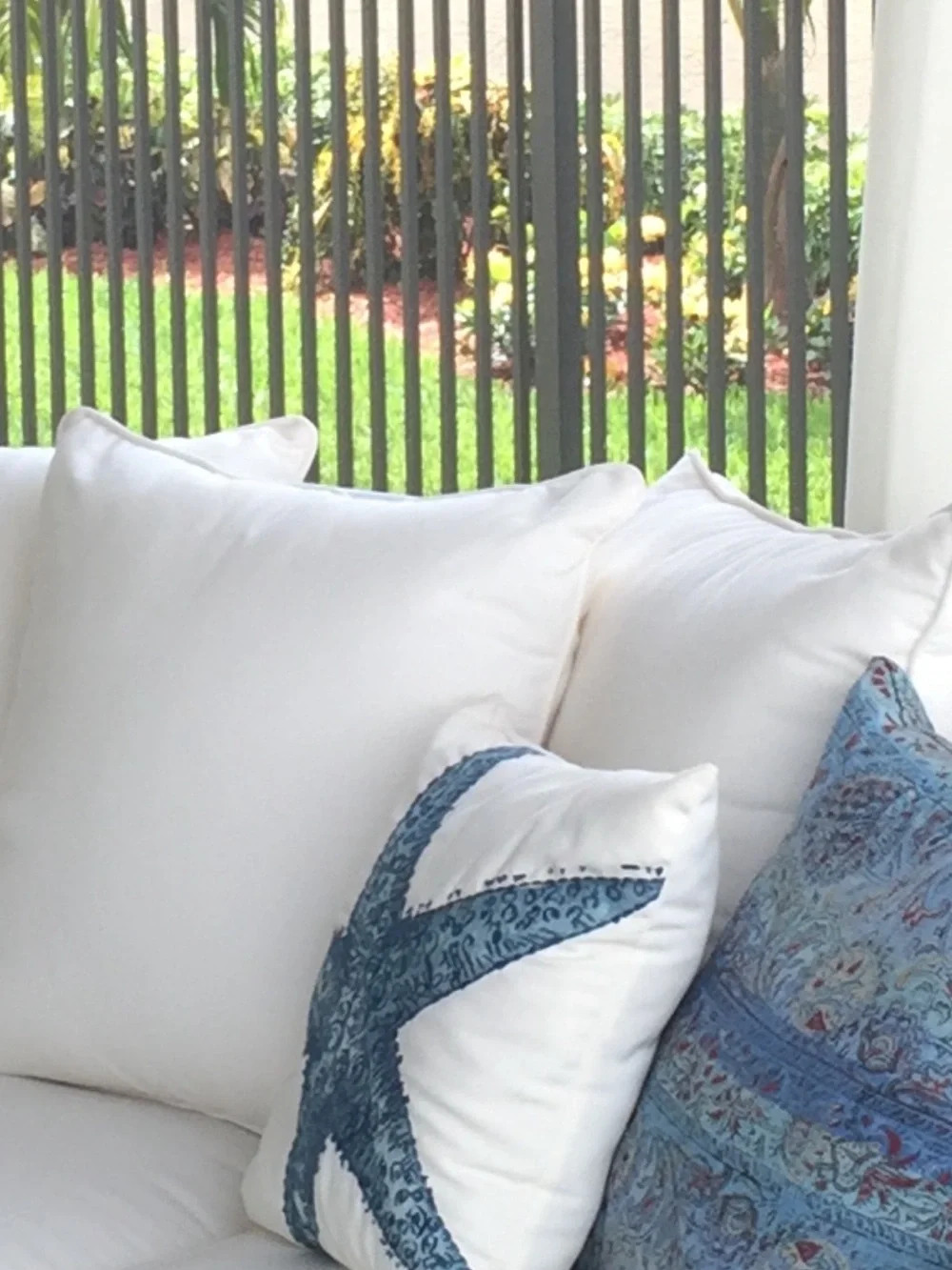 Pottery Barn Blue Starfish Outdoor Pillow - Coastal Beach